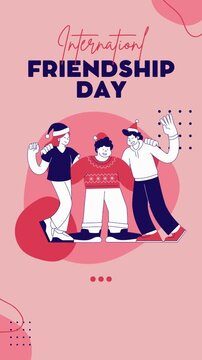 Friendship Day Pink Abstract Illustration Greeting Video Story