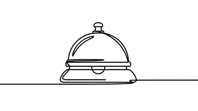 Minimalist bell icon on white background.