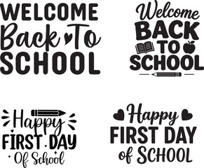 Obraz premium Back to School and First Day of School Typography Quote Set