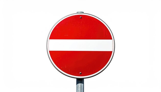 A red circular sign with a white horizontal bar, indicating prohibition
