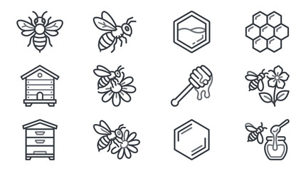 Honey production and apiary business icon collection. © Habl