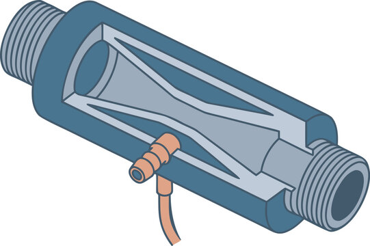 Hydroponic Venturi Injector for Fertigation System Editable Flat Vector