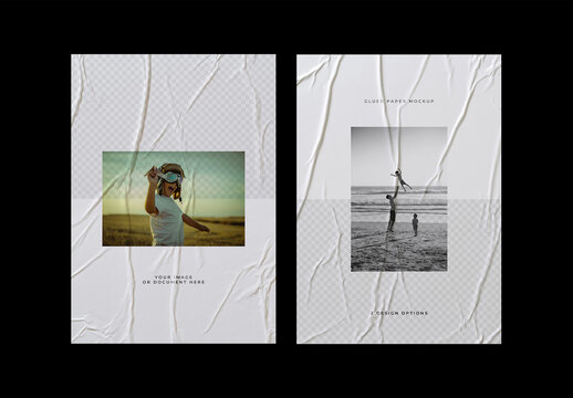 A4 Glued Texture Mockup With 2 Design Options