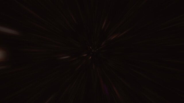 Light beams burst from a central dark void in a warp speed space travel motion effect designed as a cinematic background for web hero sections