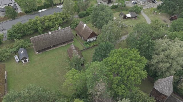 Knight-themed event at the very old vilage drone shot d-log