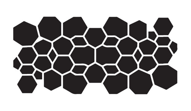 Abstract stone paving pattern with organic hexagonal shapes for landscape design and architectural background.