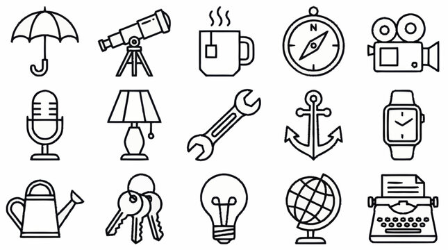 Collection of flat design icons for various themes.