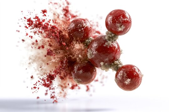 Red berries exploding in sugar dust.