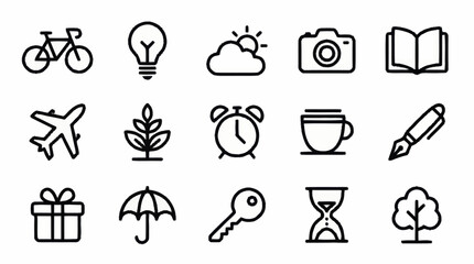Minimalist black and white icon set for various themes. © Faiz