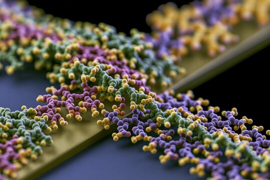 DNA Strand with Colorful Molecules