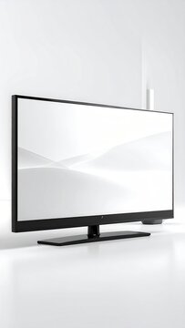 Sleek, modern flat-screen television with a minimalist white background