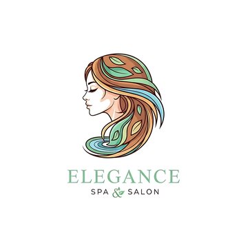 Elegant Woman Hair Illustration for Spa Salon Branding.