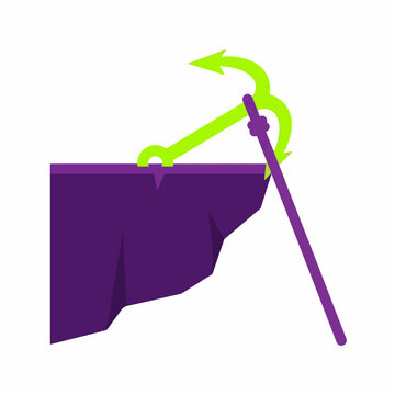 Purple cliff edge with grappling hook and pole