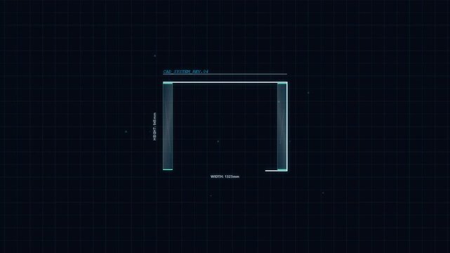 Digital CAD interface displaying dynamic dimensioning and grid analysis