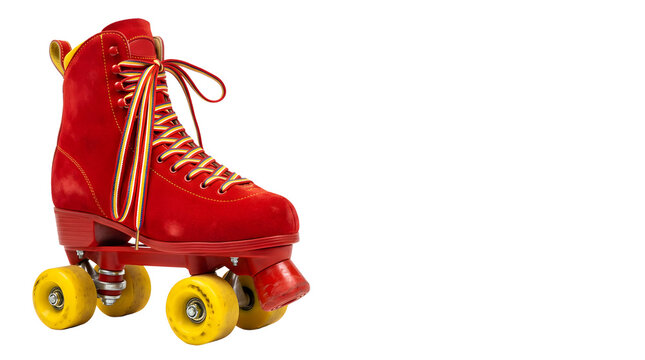 Red retro roller skate for skating isolated on transparent background