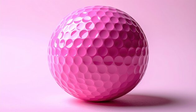 A solitary dimpled pink golf ball rests on a soft, gradient pink surface