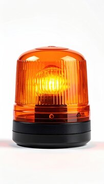 Flashing amber warning light on black base, illuminated interior