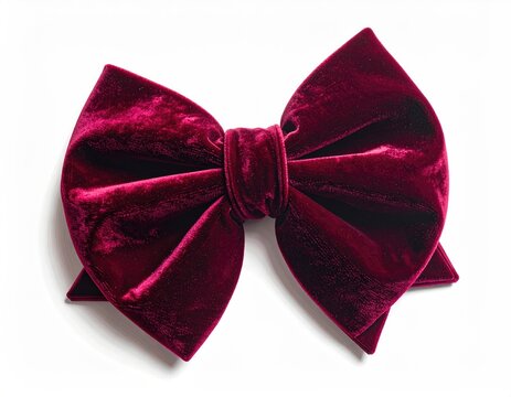 Luxurious deep red velvet bow with elegant draping and soft texture