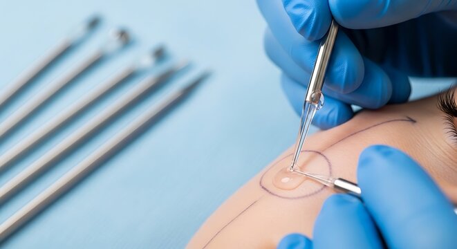 Medical Procedure of Needle Insertion on Patient Arm.