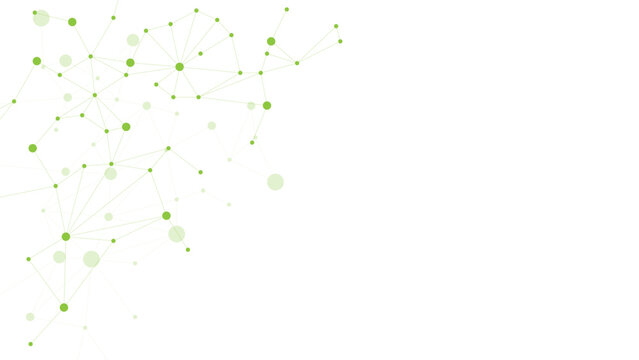 Abstract Green Digital Network Background with Connected Nodes and Lines, Technology Communication Concept