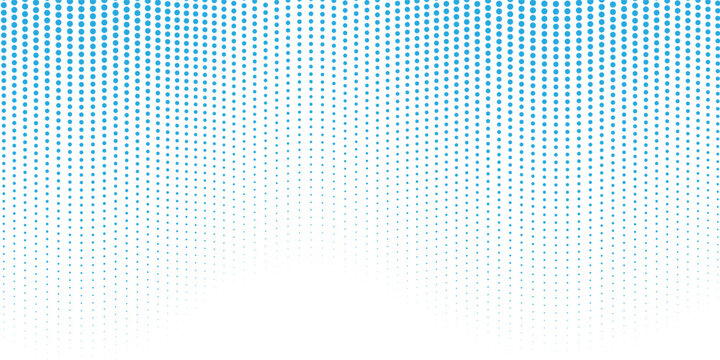 Blue dotted wave line pattern. Light halftone undulate net background. Abstract air flowing particle wallpaper. Vector curve dashed gradient element for poser, banner, presentation, booklet, flyer