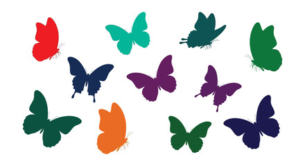 Colorful Butterfly Silhouettes Against White Background butterflies © Foaje512