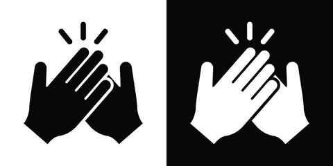 High five or clapping hands vector icon set. Minimalist gesture symbol showing two hands hitting together in celebration, success, or applause. © bibin