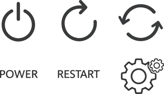 Power button and synchronization cycle interface icons