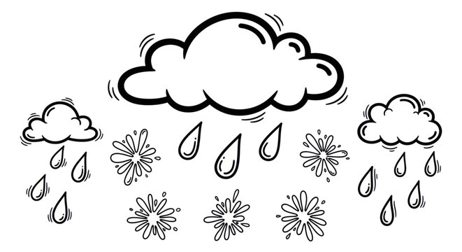 Hand Drawn Rain Cloud Icons