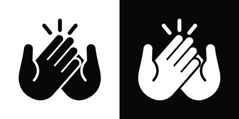 High five or clapping hands vector icon set. Minimalist gesture symbol showing two hands hitting together in celebration, success, or applause. © bibin