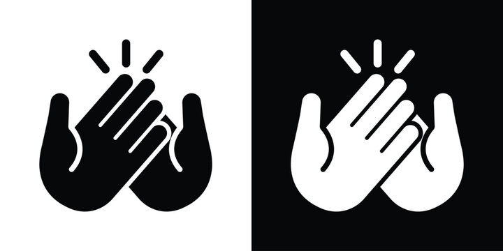 High five or clapping hands vector icon set. Minimalist gesture symbol showing two hands hitting together in celebration, success, or applause.