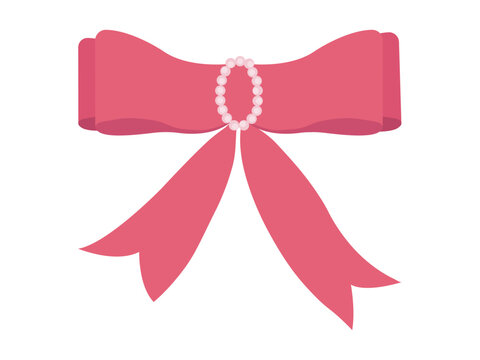 Coral Red Ribbon Bow Isolated on White Background Vector