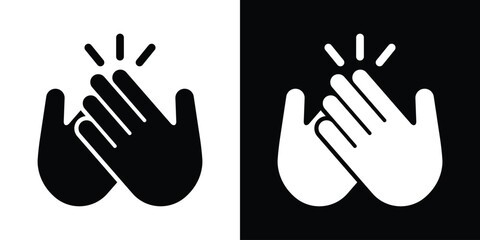 High five or clapping hands vector icon set. Minimalist gesture symbol showing two hands hitting together in celebration, success, or applause. © bibin
