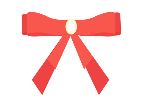 Orange ribbon bow isolated on white background vector illustration