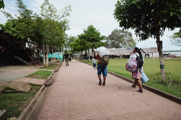 Obraz premium streets and houses in Puerto Nariño, Amazonas.
