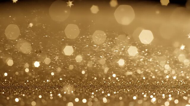 Golden star sparkles bokeh shining on abstract background