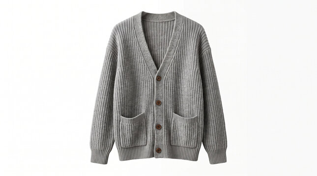 Blank knit cardigan mockup with white background for web or showcase.