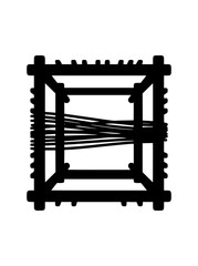 Obraz premium Primitive weaving loom or tribal frame black silhouette icon