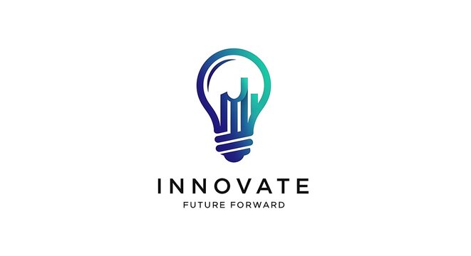 Creative Lightbulb Logo Symbolizing Innovation and Future Forward Ideas.