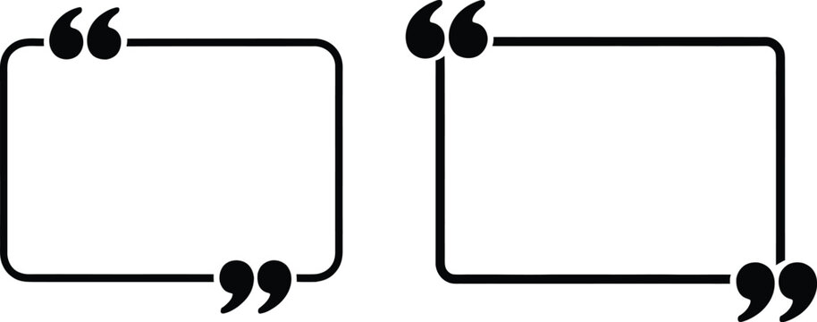 Quote box frame icon featuring quotation marks, text frame, citation, testimonial, and editable vector illustration.