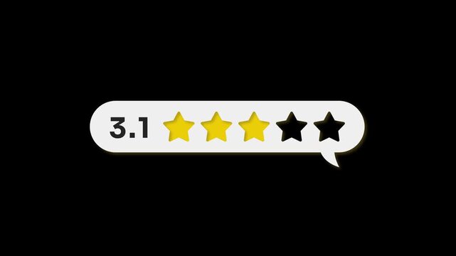 3.5 Star Rating Icon in Speech Bubble on Black Background