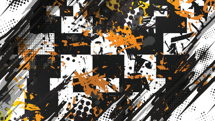 Dynamic Abstract Grunge Racing Background with Checkered Pattern © Nj Art