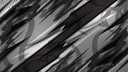 Dynamic Monochrome Racing Background with Abstract Geometric Patterns © Nj Art