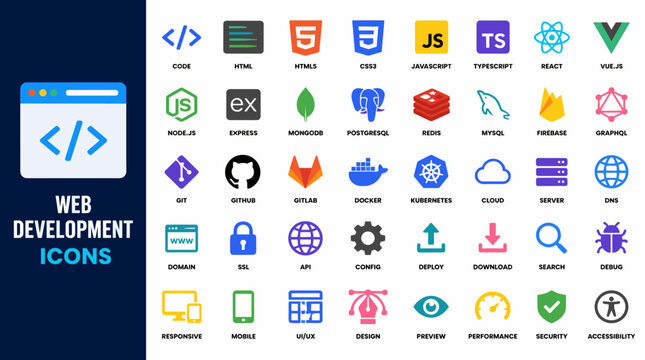 Web Development Icon Set Focused on User Interface.