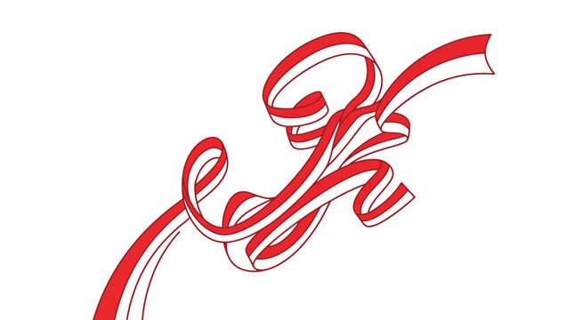 Abstract Red and White Waving Ribbon Banner Illustration