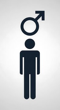 Male Gender Symbol Over Person Icon Representation.