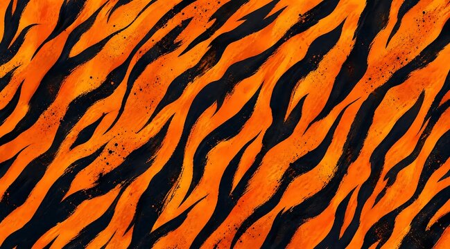 Vibrant orange and black tiger stripe pattern for wild animal nature backgrounds.
