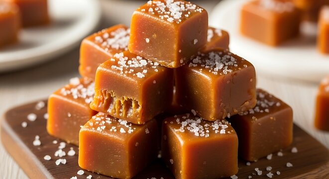 Delicious Caramel Fudge Squares with Salted Topping.