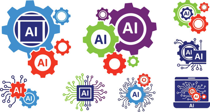Artificial intelligence gears and mechanical logic background