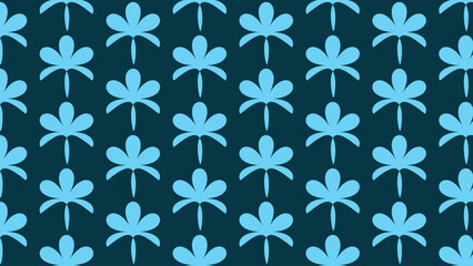 Fototapeta premium Cyan floral pattern, seamless background, blue flowers, botanical design, texture